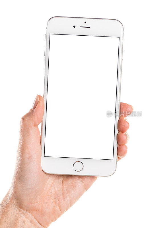 左手拿着银白色屏幕的iPhone 6 Plus